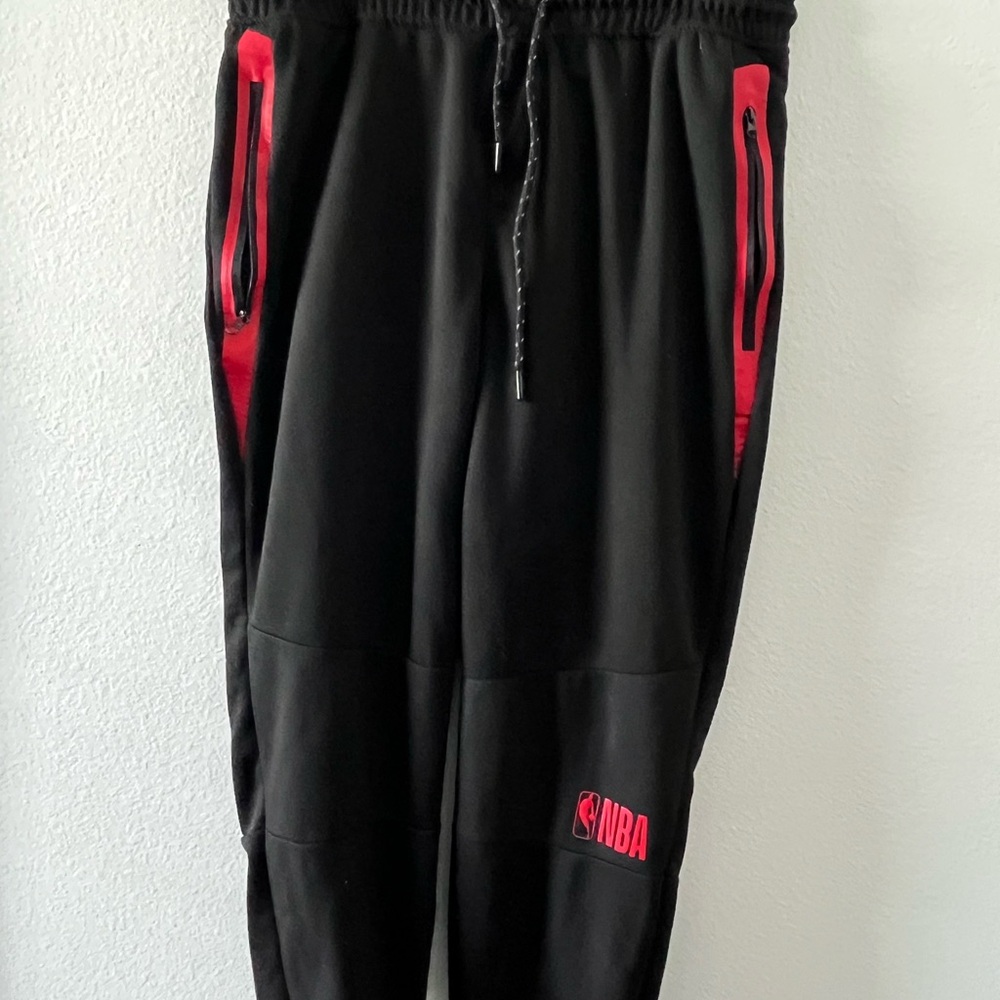 NBA Black Joggers with Red Accent Zippers